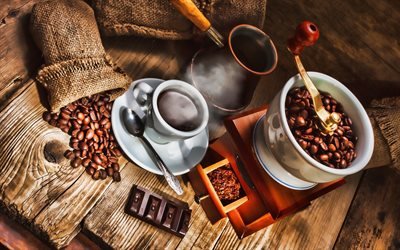 Старая кофемолка, Турка, Шоколад, Чашка кофе