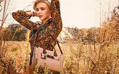 Грейс Морец, ХлояChloe Grace Moretz, американская актриса, модель, фотосессия, сумки, Coach