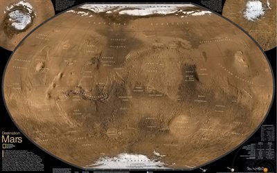 Мапа Марса, Марс, науковий плакат, повний опис, назви кратерів, карта Марса, научный плакат, полное описание, названия кратеров
