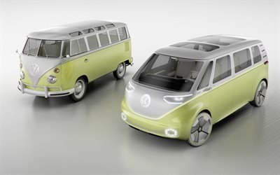 Фольксваген, электрический микроавтобус с функцией автопилота, концепт, Volkswagen, ID Buzz