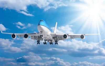 Boeing 747, пассажирский самолет, боинг 747, самолет в небе