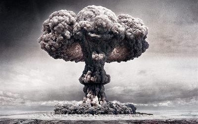 серое фото, взрыв, клоун, гриб, ядерный, explosion, clown, gray photo, mushroom, nuclear