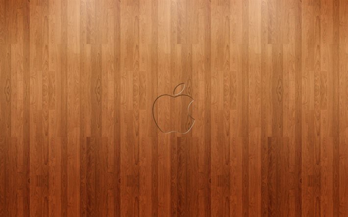 ламинат на рабочий стол, деревяный пол на рабочий стол, дерево, деревянная тектура, Эпл, логотип, Apple