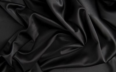 sateen, черная, сатин, black, cloth, ткань, шелк, складки, folds, silk, текстура, texture