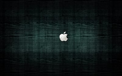 логотип Apple, Эпл, зелёный фон