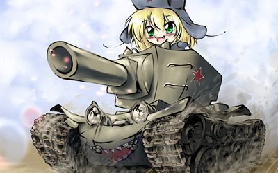 арт, девушка, советский, тяжелый, штурмовой, танк, КВ-2, kv-2