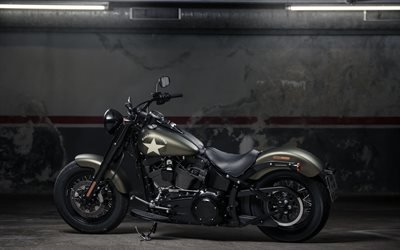 мотоцикл, Harley-Davidson, Softail Slim S, 2016, ретро мотоциклы, США