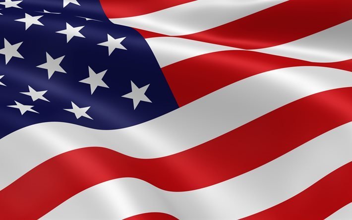 флаг Америки, 4K, флаги, 3д, флаг США, американский флаг