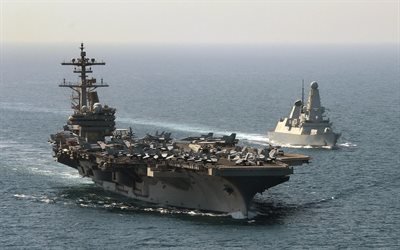 авианосец, море, Джордж Буш, USS George HW Bush, Нимиц
