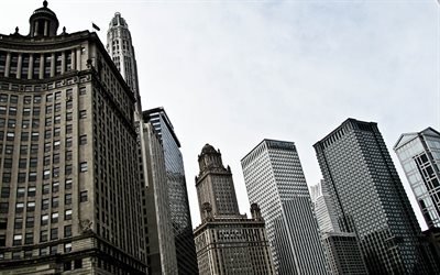 Чикаго, США, небоскрёбы, Америка, usa, center, illinois, chicago