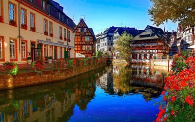 Strasbourg, France, Страсбург, Франция, река, вода, канал, здания, дома, цветы, отель