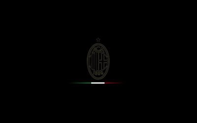Милан, логотип, футбольный клуб, черный фон, AC Milan