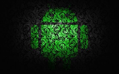 креативный логотип, эмблема, android, андроид, узор, green android
