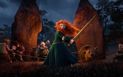 warrior, the movie, red hair, archer, princess, pixar