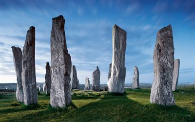 камни, Шотландия, монумент из камней, Hebrides Islands, Callanish Standing Stones, Isle of Harris, Великобритания