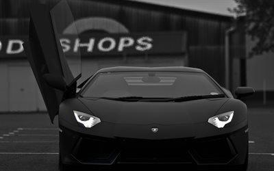 Черный, Ламборджини, Авентадор, Lamborghini, Aventador