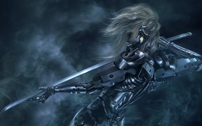 катана, меч, katana, girl, девушка, sword, обои киборг, wallpaper cyborg