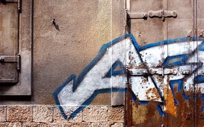 роспись, дверь, графити, стена, door, graffiti, painting, wall