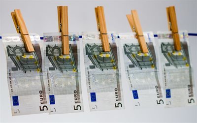 Деньги, Прищепки, Банкноты, Евро