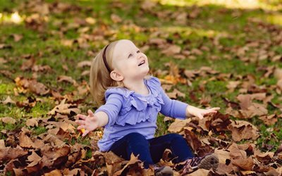 дети, ребёнок, девочка, природа, осень, листья, радость
