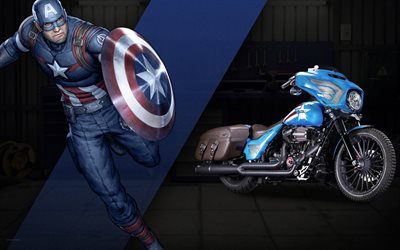 Харли-Дэвидсон, мотоцикл, тюнинг по мотивам героев комиксов Marvel, 2016, Harley-Davidson, Capitan America