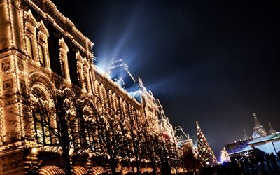 Москва, ГУМ, Новый Год, украшенная Москва