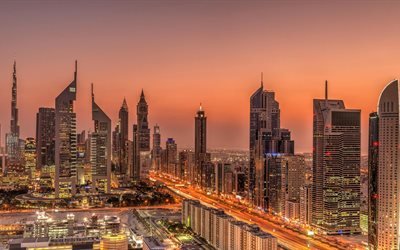 Дубай, арабская ночь, небоскрёбы, ОАЭ, Dubai