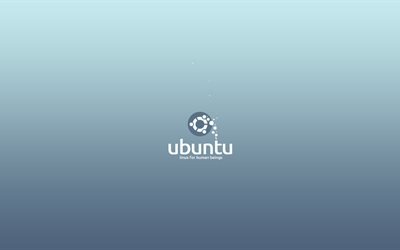 логотип, Убунту, Ubuntu, голубой фон