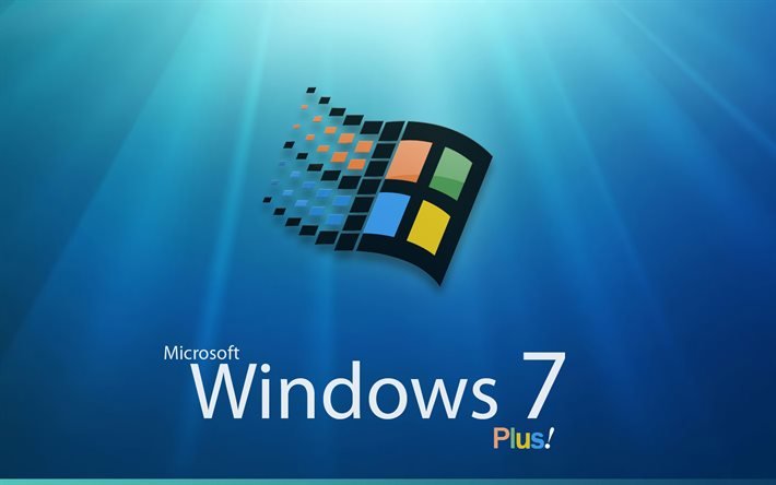 windows, логотип, plus, seven, лучи, logo, rays