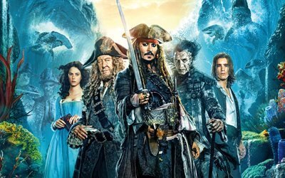 Пираты Карибского моря 5, 2017, 4к, Pirates of the Caribbean, Dead Men Tell No Tales, Джонни Депп, Орландо Блум