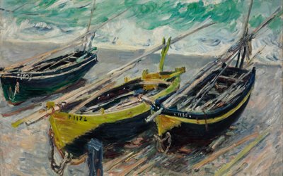 Оскар Клод Моне, Oscar-Claude Monet, французский художник, импрессионист, Три рыбацкие лодки, Three Fishing Boats, 1886, Музей изобразительных искусств, Будапешт