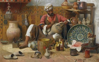 Жан Дискарт, Jean Discart, французский художник, l'atelierde poterie, 1910, гончарная мастерская, холст, масло