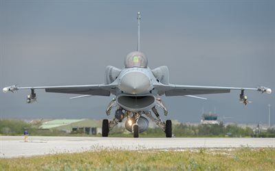 F-16C Fighting Falcon, истребитель, взлетная полоса, боевая авиация, Файтинг Фалкон