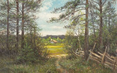 Йохан Северин Нильсен, Johan Severin Nilson, шведский художник, Swedish painter, Farm, Усадьба