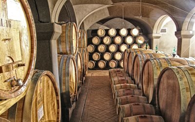 Погреб, Вино, Монтальчино, вина Брунелло, Тоскана, Италия