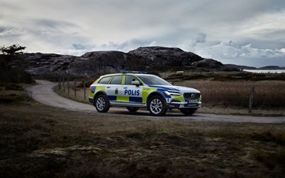 Вольво, универсал, полиция, 2018, Volvo, Volvo V90, Police car