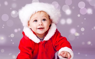 дети, малыш, ребёнок, костюм, Санта Клаус, праздник, рождество, боке