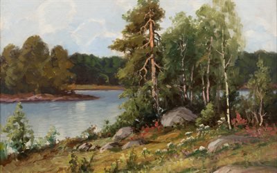 Артур Хейкелл, Arthur Heickell, Finnish painter, финский художник, Прибрежный вид, Coastal view