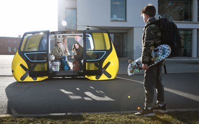 Фольксваген, школьный автобус, концепт, беспилотный электромобиль, 2018, Volkswagen, Volkswagen Sedric School Bus Concept