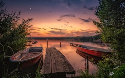Озеро, Лодки, Национальный парк, Йоркшир Дейлс, Великобритания