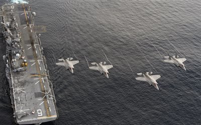 море, десантный корабль, ВМФ США, истребители, Ф-35, USS America, LHA 6, F-35B