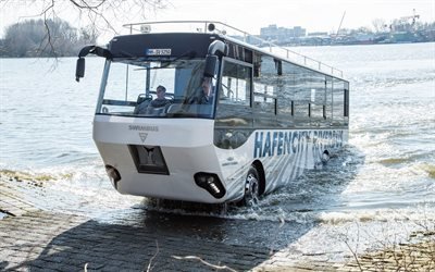 река Эльба, Гамбург, экскурсионный автобус-амфибия, Hafencity Riverbus