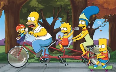 Симпсоны, Гомер, Лиза, Барт, Мардж, 4к, The Simpsons