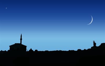 звезда, mosque, небо, мечеть, луна, moon, star, night, ночь, sky