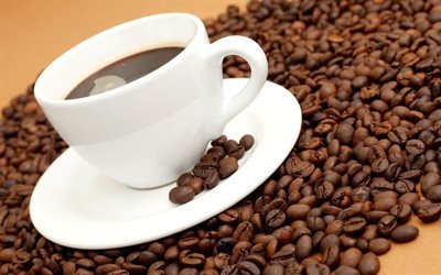 кава, кофе, чашка, зерна, чаша