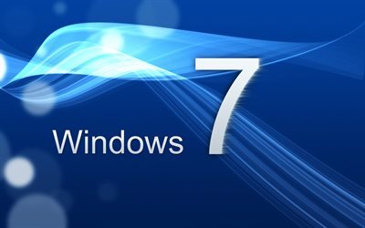 Windows 7, голубой фон, Севен, Seven, логотип