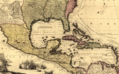 Старые карты, Северная Америка и Центральная Америка, 1710, Old Maps, North America and Central America