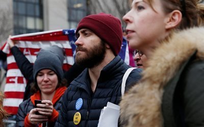 Джейк Джилленхол, Женский марш против Дональда Трампа, Вашингтон, Jake Gyllenhaal, Womens March, Washington