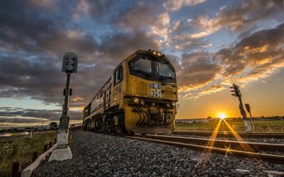 Железная дорога, Семафор, Старый локомотив, Новая Зеландия