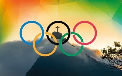 олимпийские кольца, Рио 2016, Бразилия, статуя Христа, олимпиада 2016, олімпійські кільця, Ріо 2016, Бразилія, Олімпіади 2016